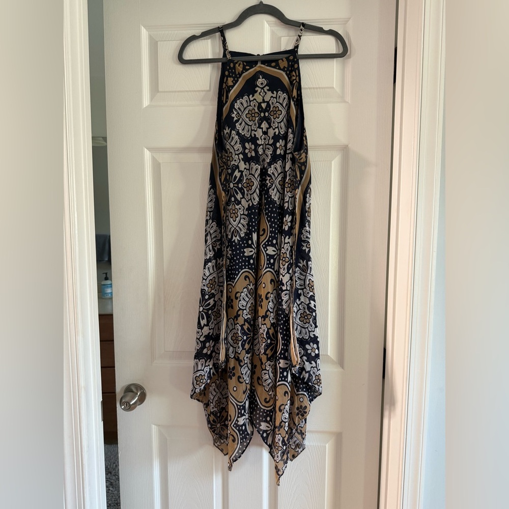 Chic Asymmetrical Black and Gold Dress